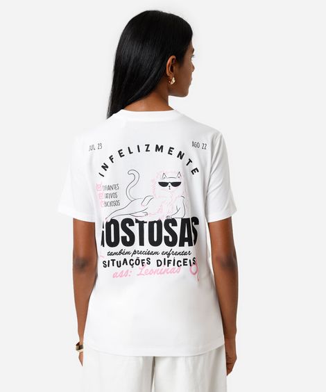 camiseta feminina de algodão signo leão márcia sensitiva off white