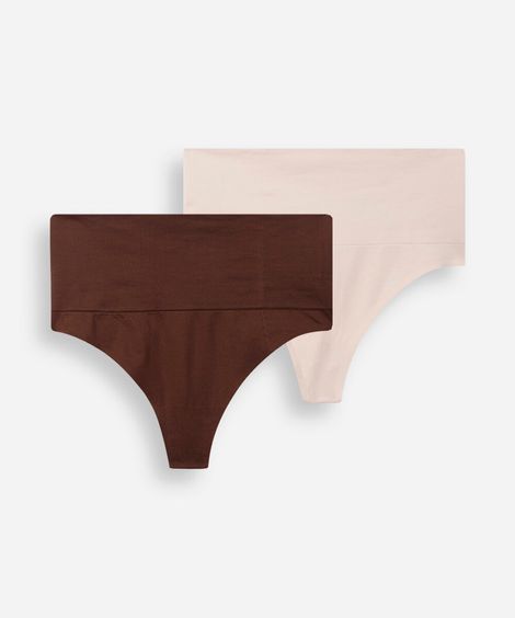 kit com 2 calcinhas femininas cintura alta colorido