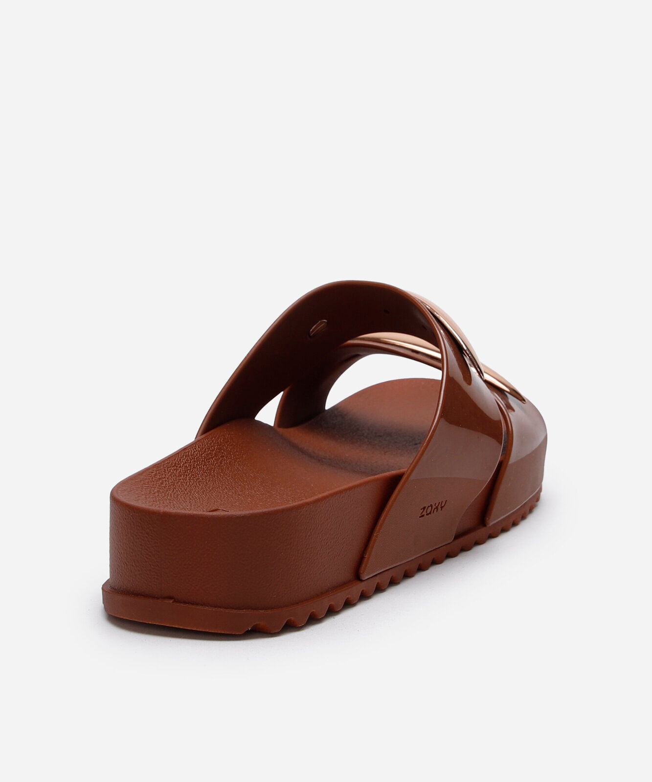 rasteira slide metal zaxy marrom