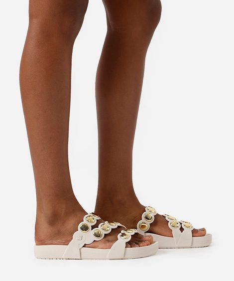 rasteira feminina slide spot zaxy off white