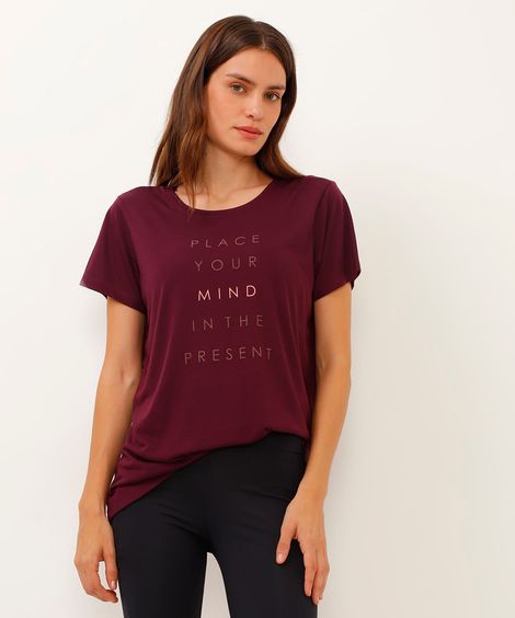 blusa esportiva alongada manga curta roxo
