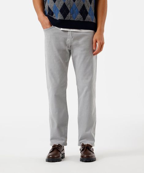 calça slim masculina de sarja cinza
