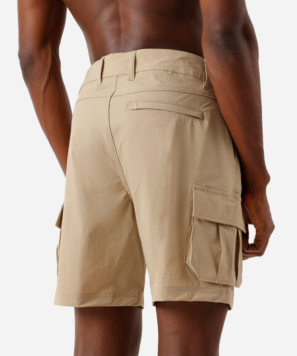 short boardshort masculino de poliamida bege