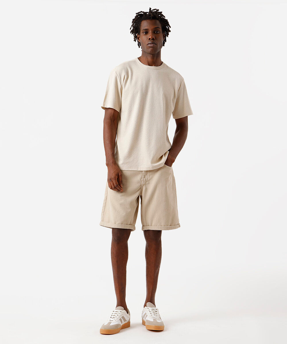 camiseta comfort masculina com mangas curtas bege