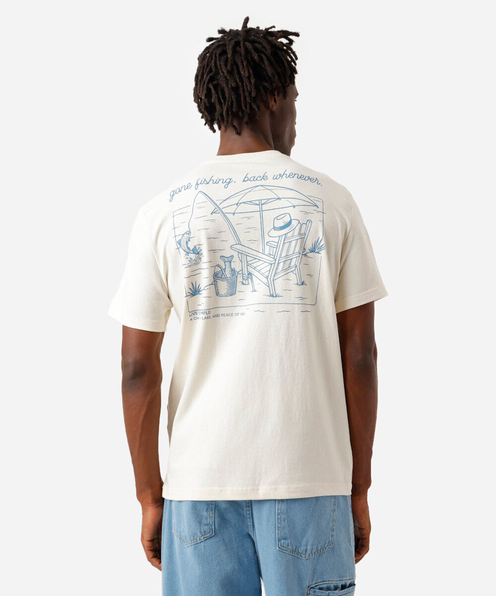 camiseta masculina de algodão estampada bege