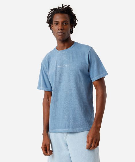 camiseta masculina em algodão estonada azul