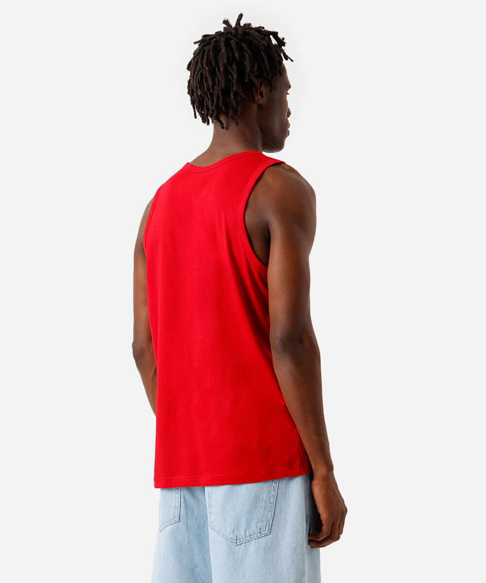 regata básica masculina de algodão vermelha