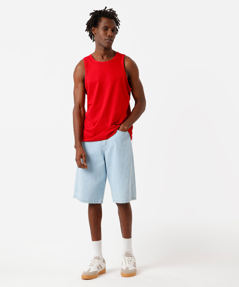 regata básica masculina de algodão vermelha