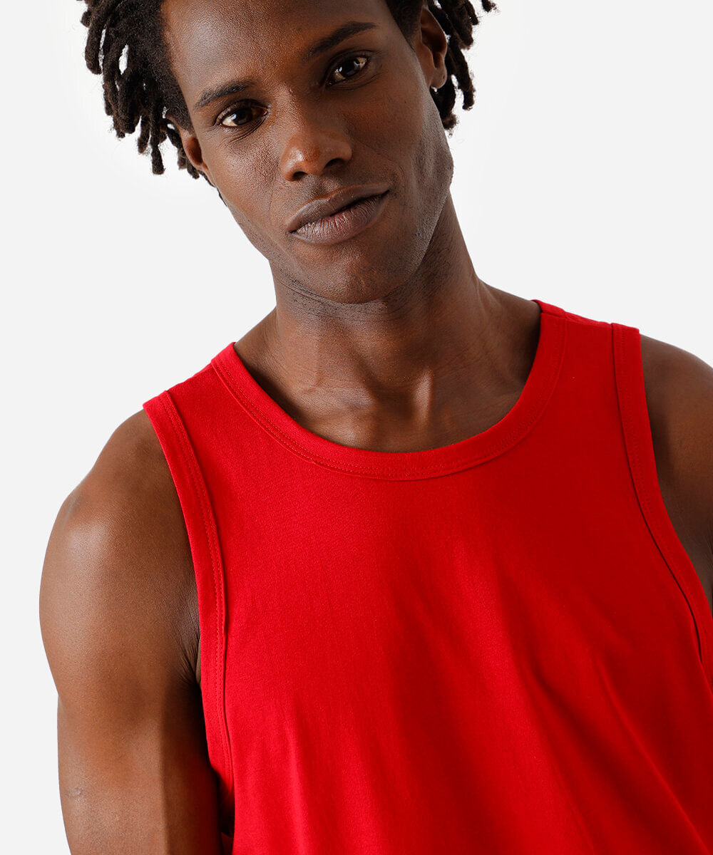 regata básica masculina de algodão vermelha