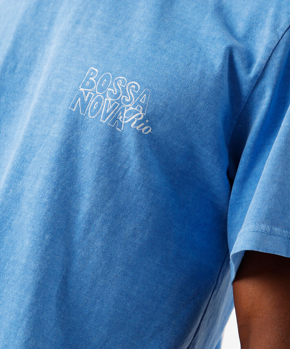 camiseta masculina de algodão manga curta azul