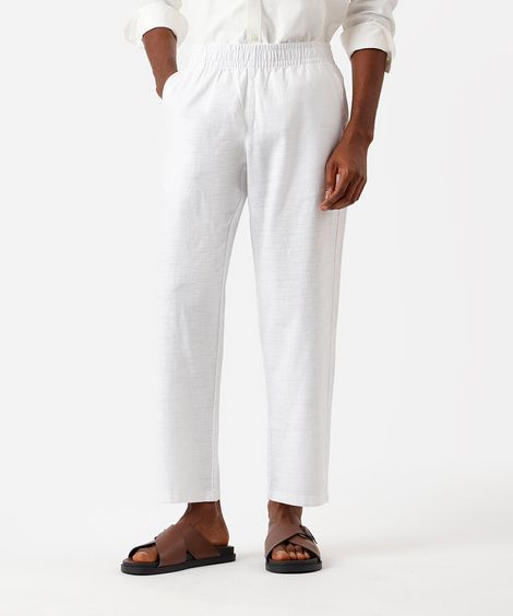 calça relaxed masculina de algodão texturizada branco