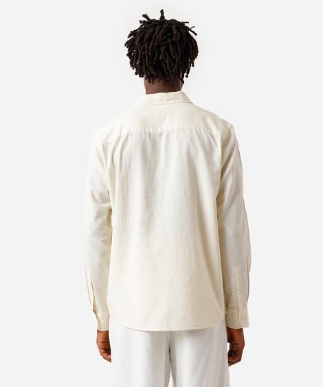 camisa masculina de linho e algodão manga longa amarela