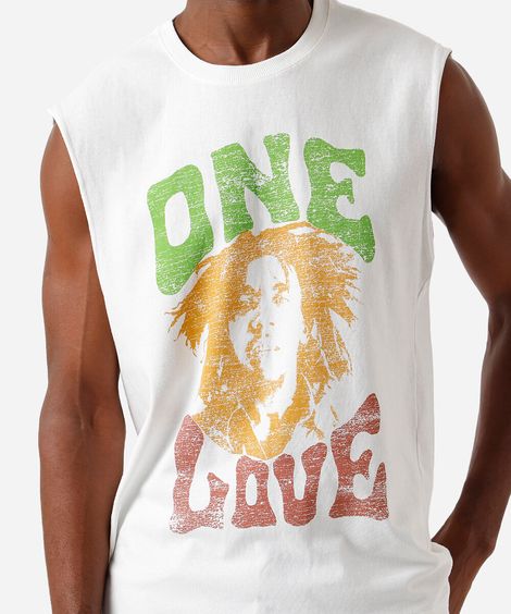 regata machão de algodão bob marley off white