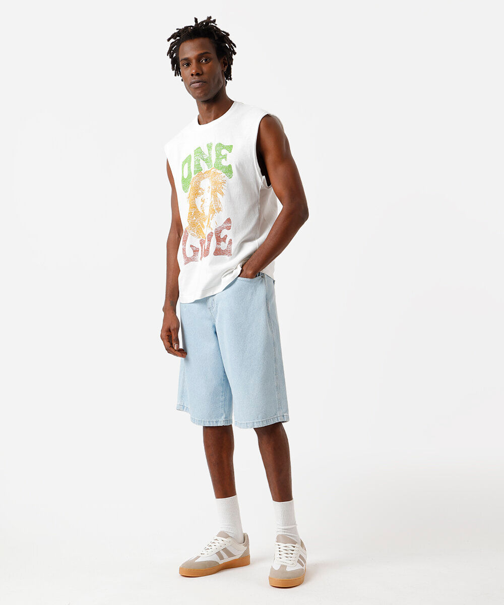 regata machão de algodão bob marley off white
