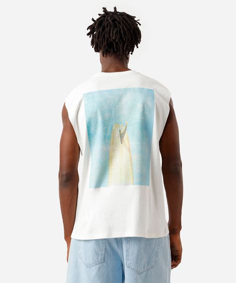 regata machão de algodão com estampa de prancha off white