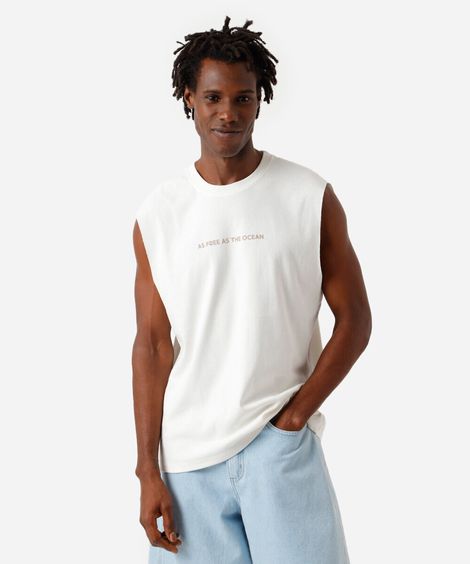 regata machão de algodão com estampa de prancha off white