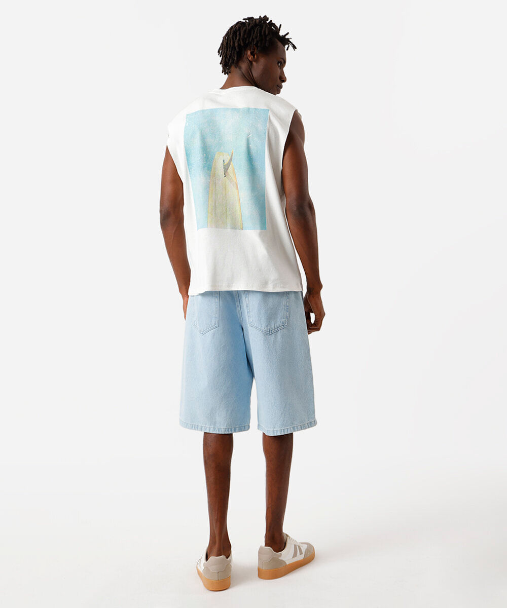 regata machão de algodão com estampa de prancha off white
