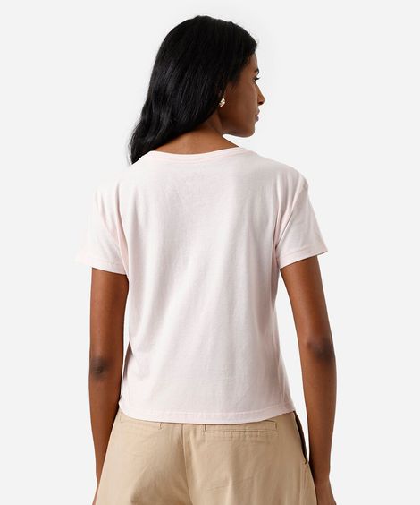 camiseta feminina de algodão stitch rosa