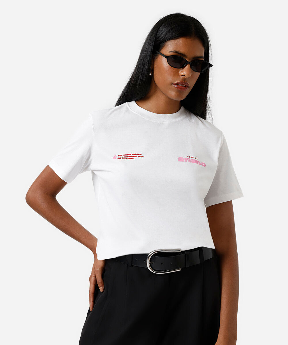 camiseta feminina de algodão signo áries márcia sensitiva  off white