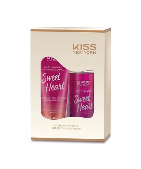 kit feminino kiss new york sweet heart loção corporal 180ml e body splash 200ml