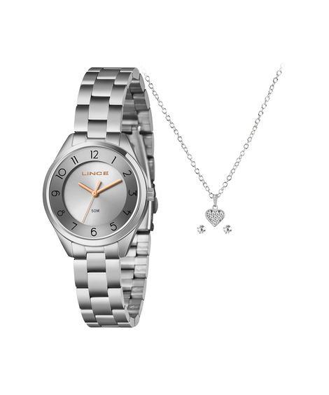 kit relógio feminino lince analógico lrmh273l32 kad3s2sx prateado