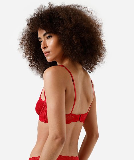 sutiã meia taça de renda sem bojo vermelho