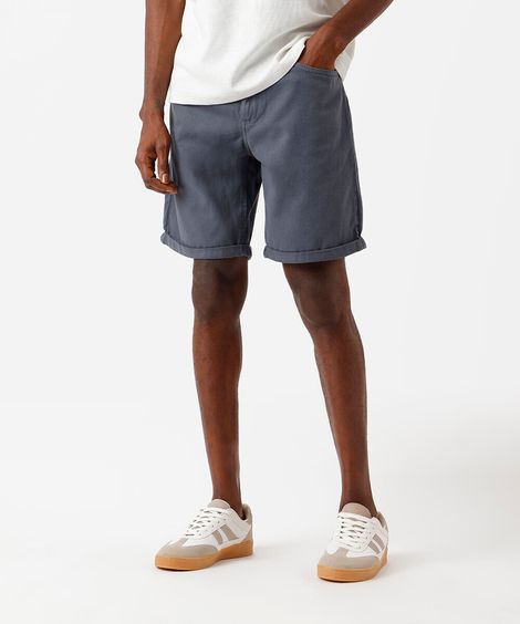 bermuda reta de sarja com barra dobrada cinza