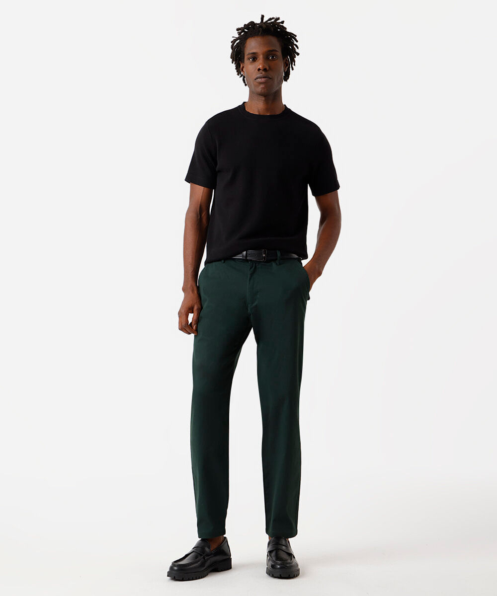 calça slim masculina de sarja verde