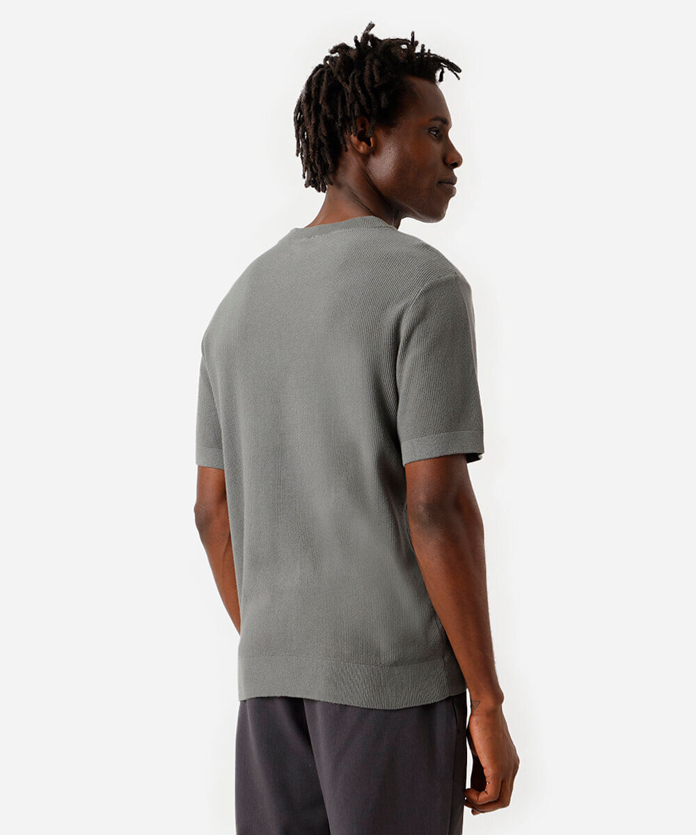 camiseta masculina de tricot manga curta verde