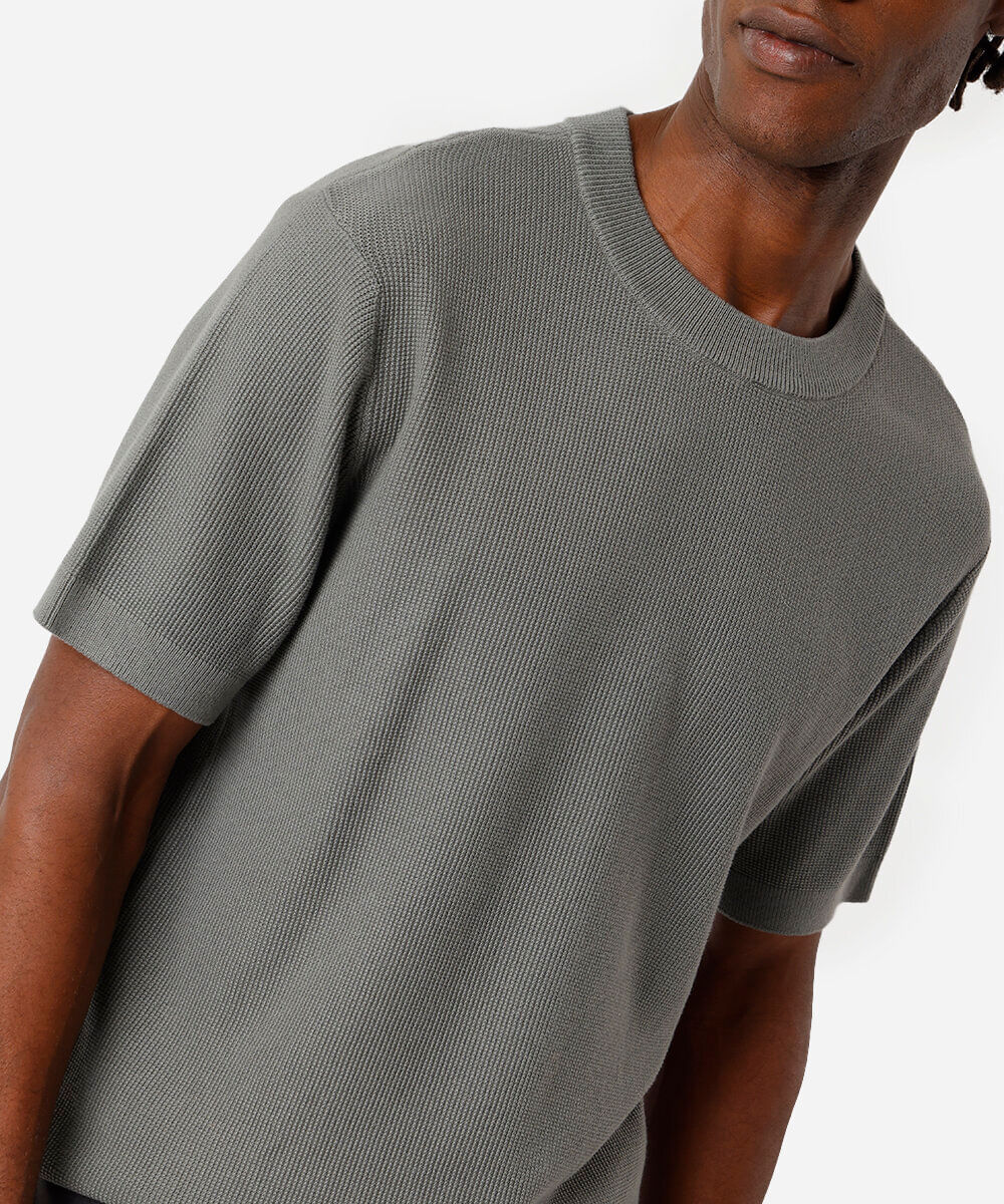 camiseta masculina de tricot manga curta verde