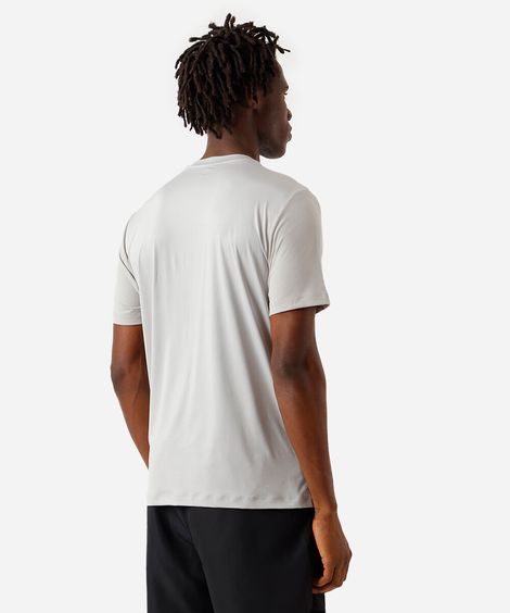 camiseta esportiva slim fit masculina com recorte cinza