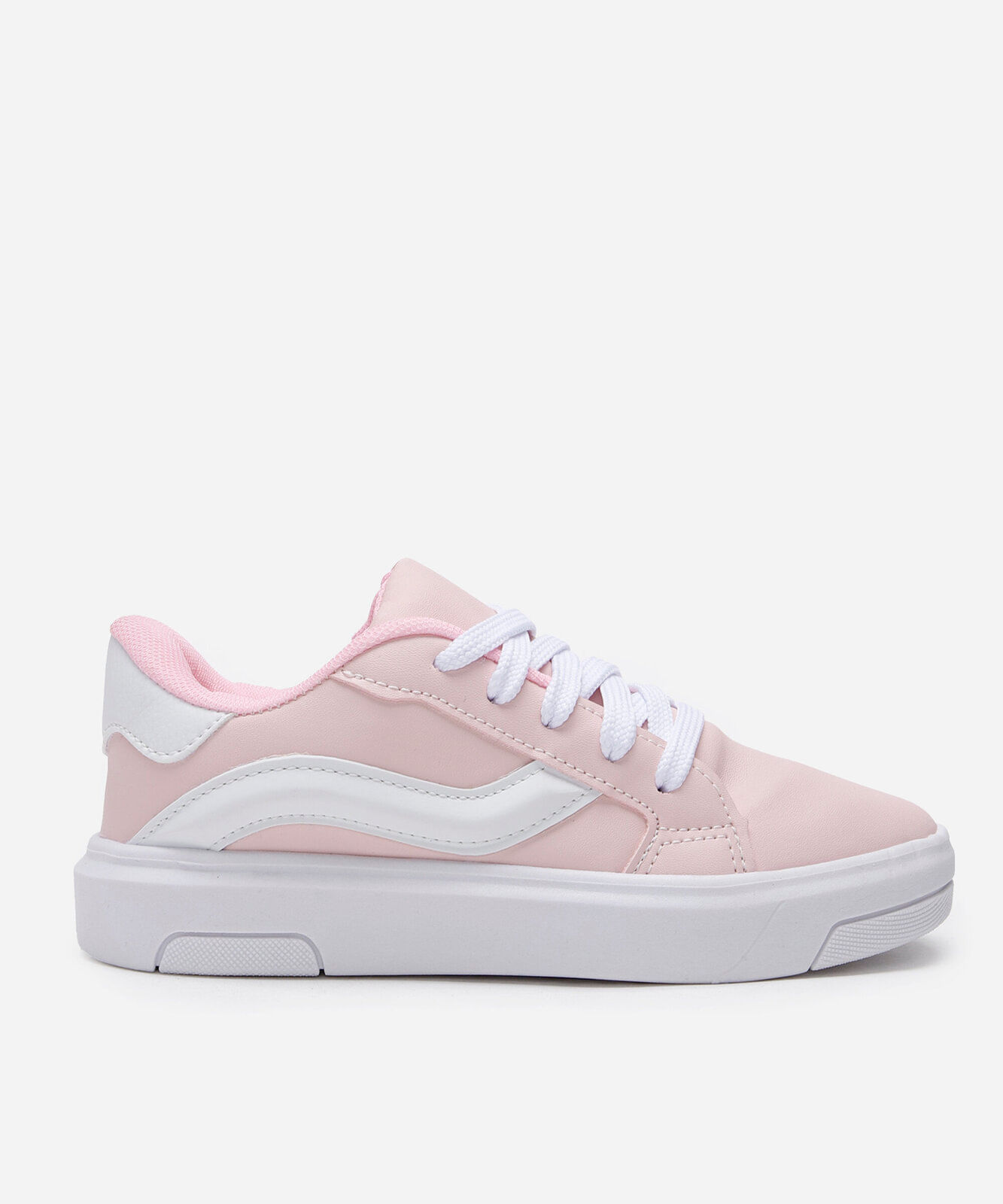 tênis infantil com faixa lateral rosa