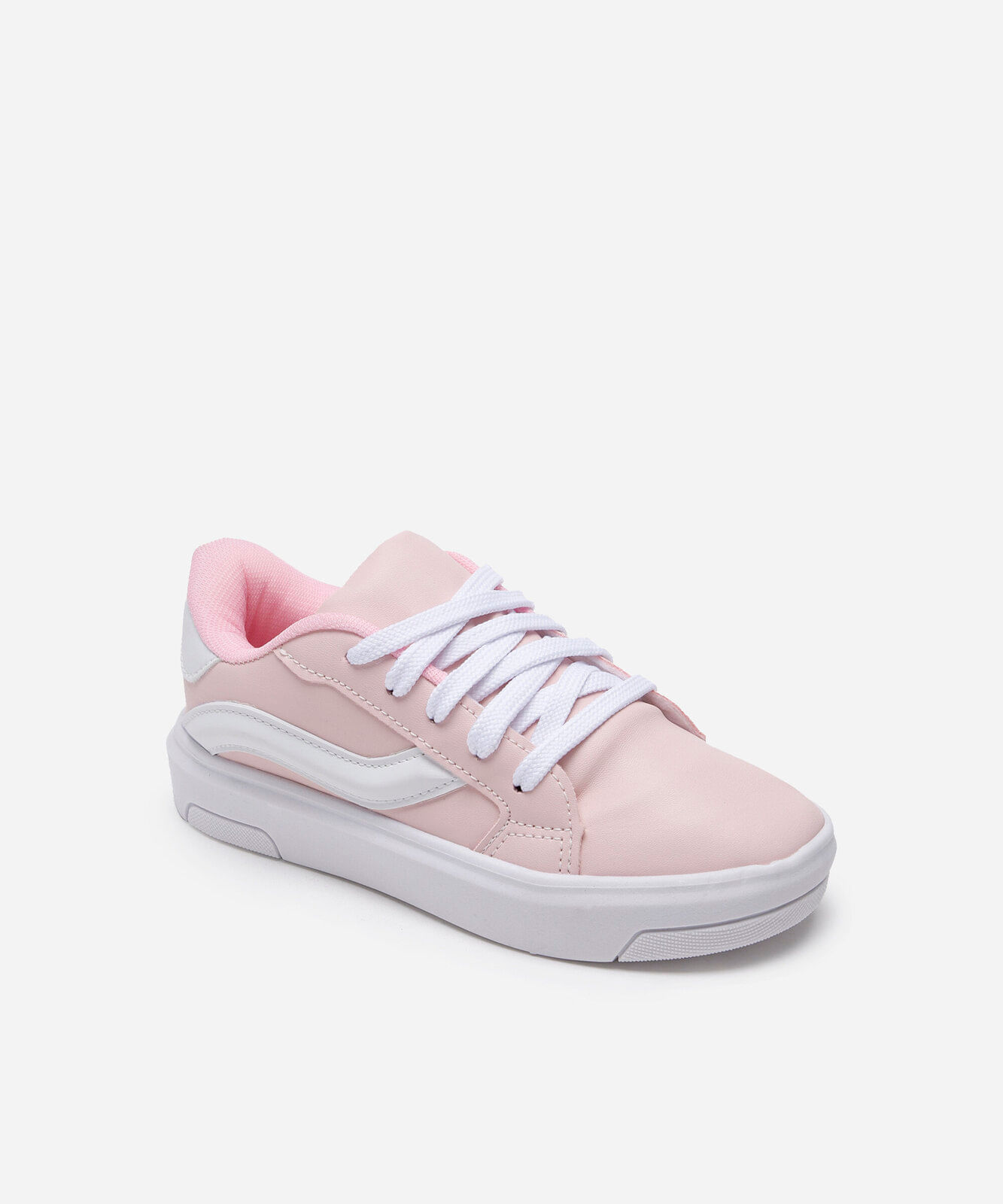 tênis infantil com faixa lateral rosa