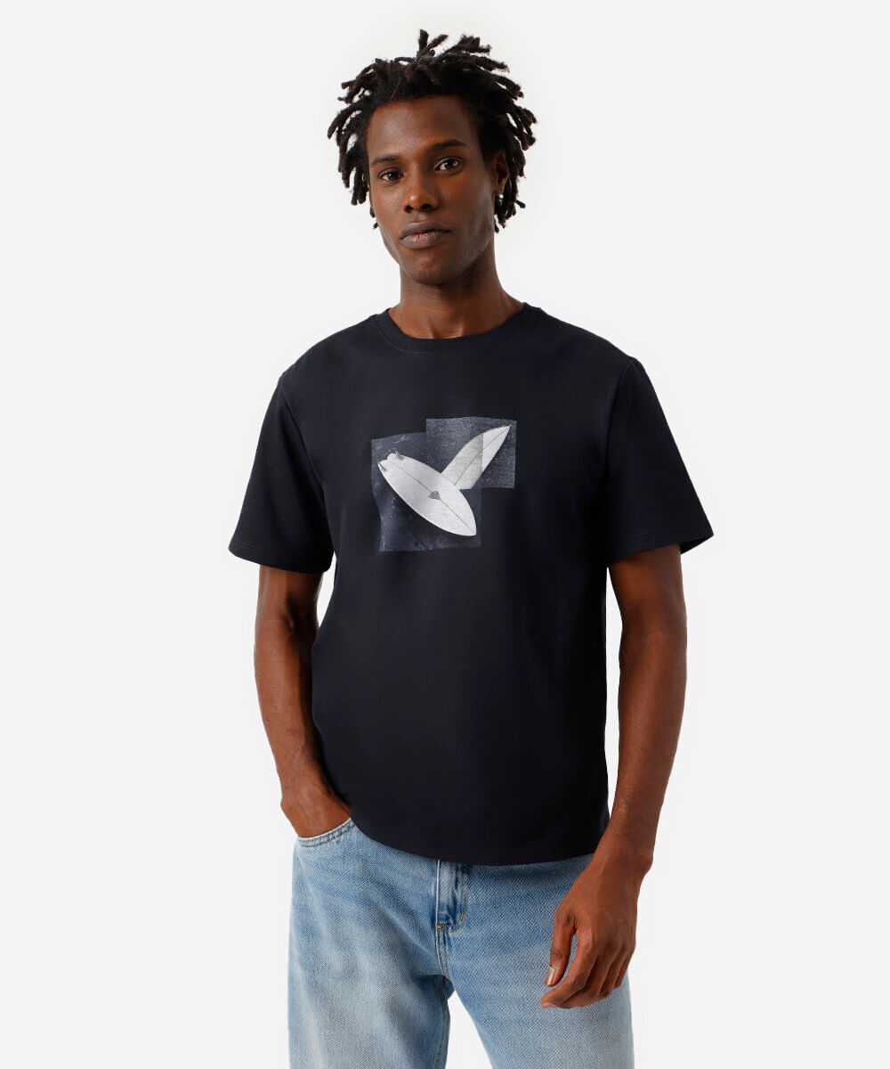 camiseta masculina de moletinho mangas curtas preto