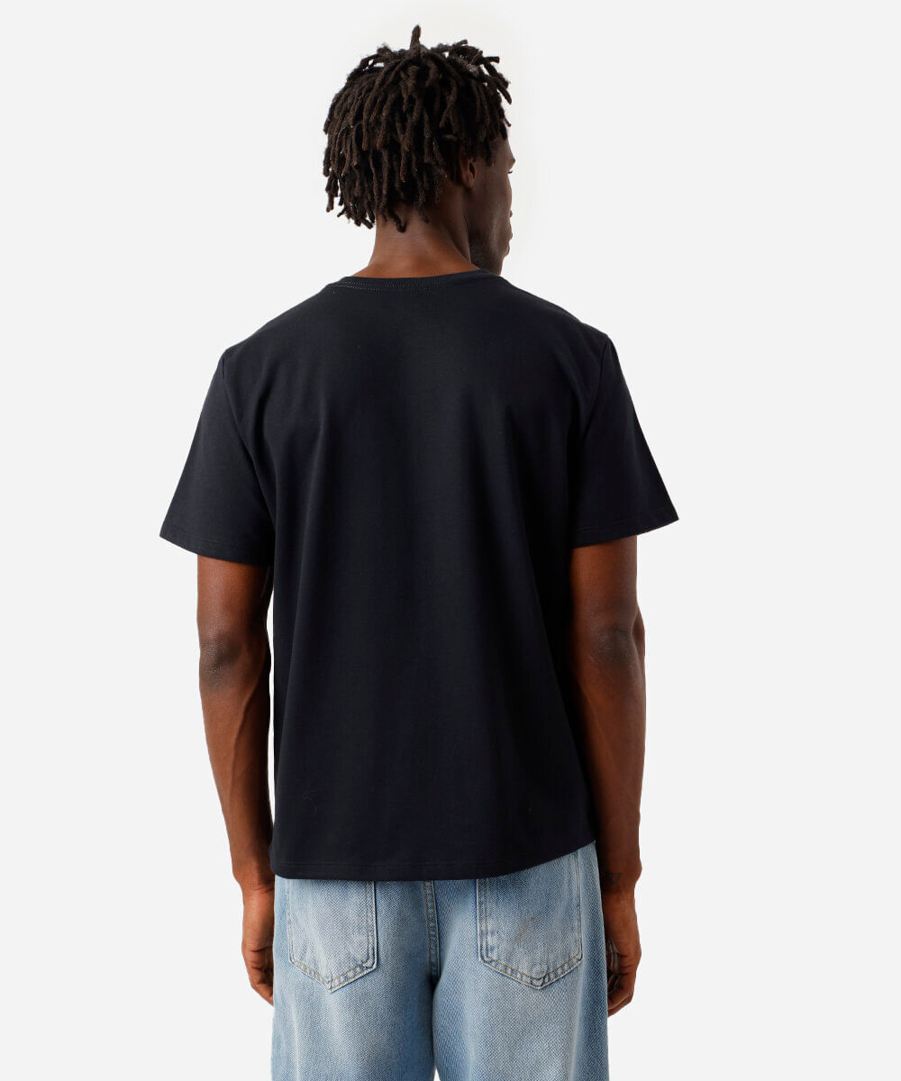 camiseta masculina de moletinho mangas curtas preto