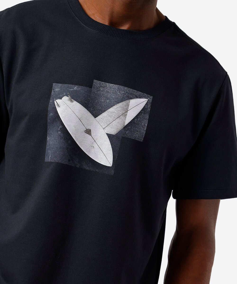 camiseta masculina de moletinho mangas curtas preto
