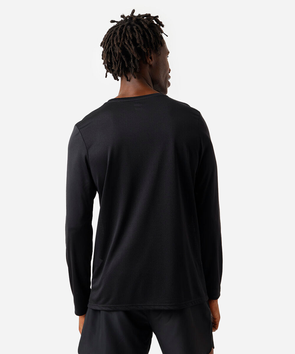camiseta masculina manga longa running preta