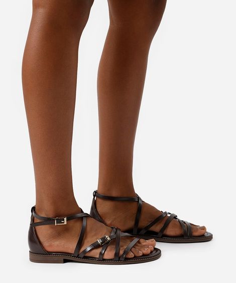 rasteira feminina tiras oneself marrom