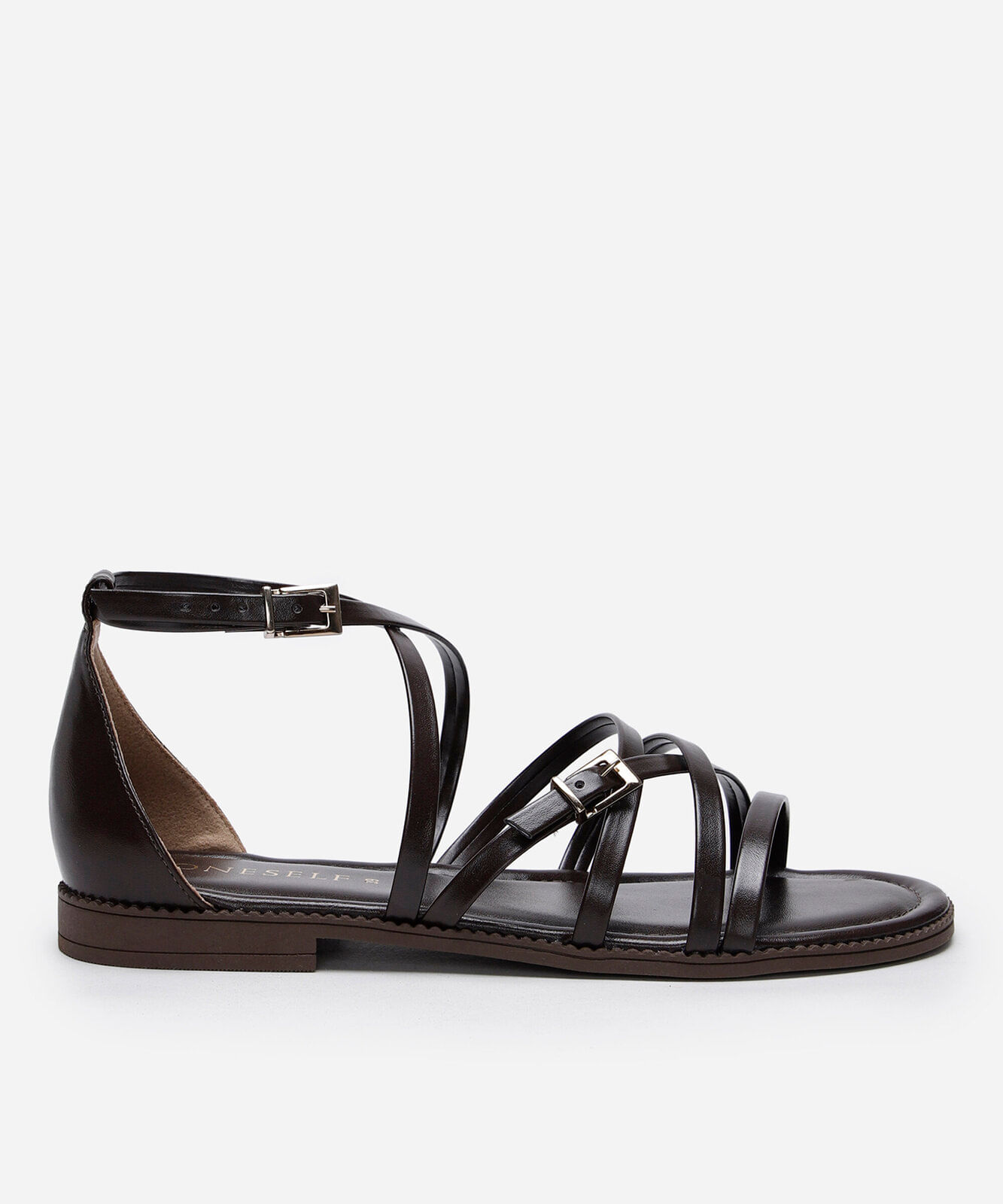 rasteira feminina tiras oneself marrom