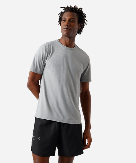 camiseta esportiva masculina de poliamida texturizada cinza