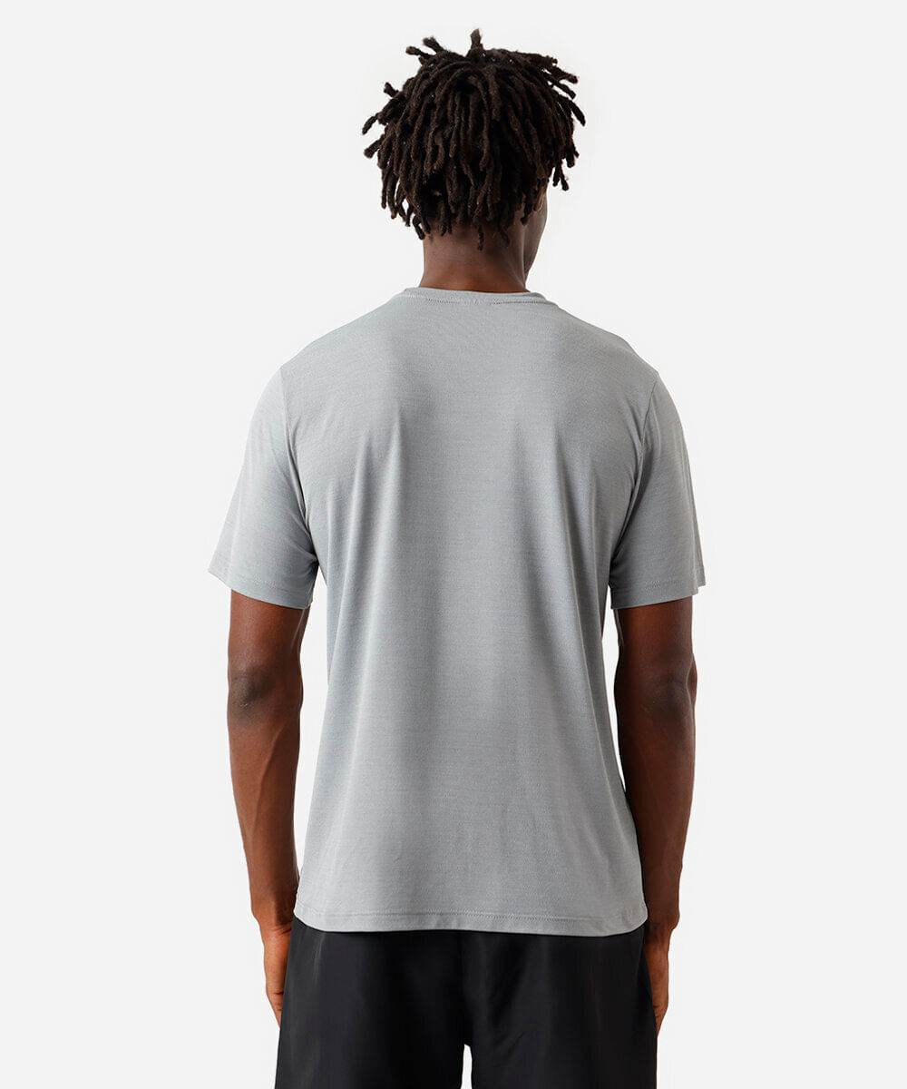 camiseta esportiva masculina de poliamida texturizada cinza