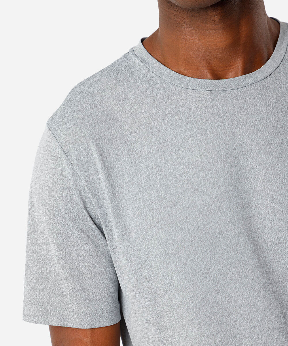 camiseta esportiva masculina de poliamida texturizada cinza
