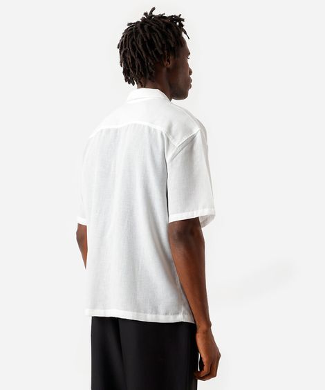 camisa masculina bordado folhagens off white