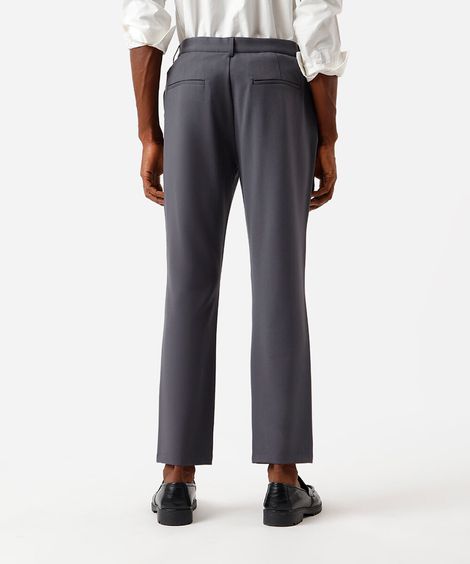 calça masculina slim alfaiataria cinza