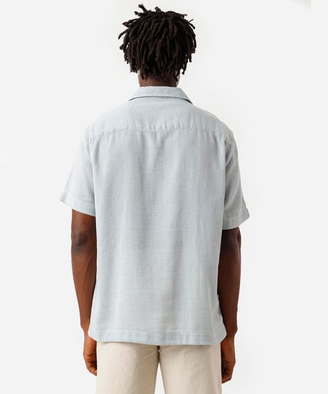camisa masculina manga curta comfort texturizada azul