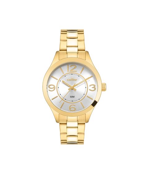 kit relógio feminino condor analógico co2035nldk4k dourado