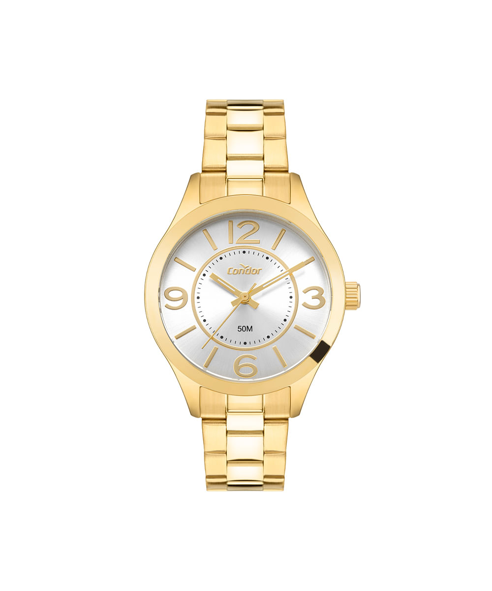 kit relógio feminino condor analógico co2035nldk4k dourado