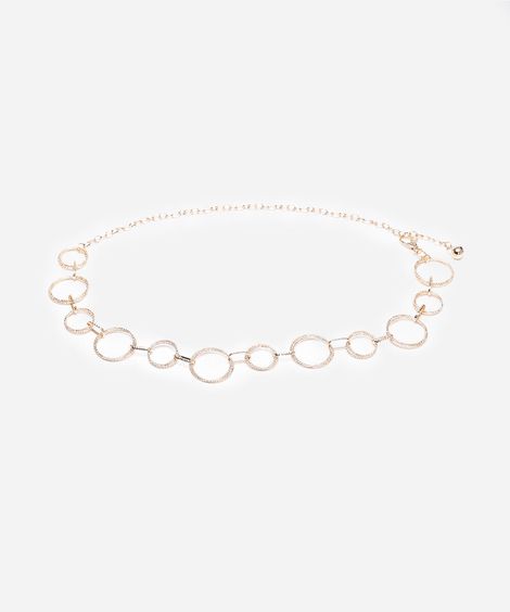 cinto de corrente com argolas texturizadas dourado