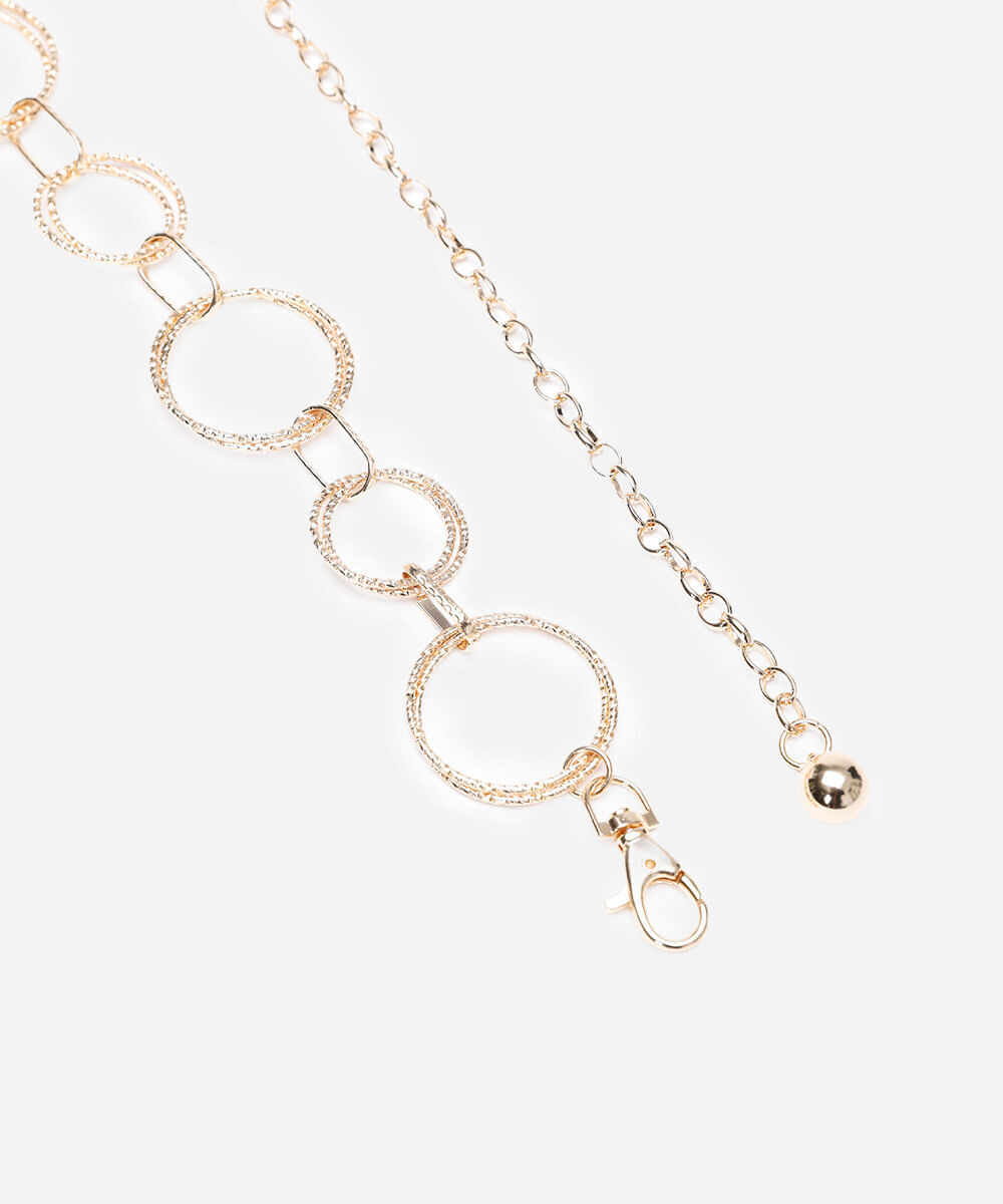 cinto de corrente com argolas texturizadas dourado