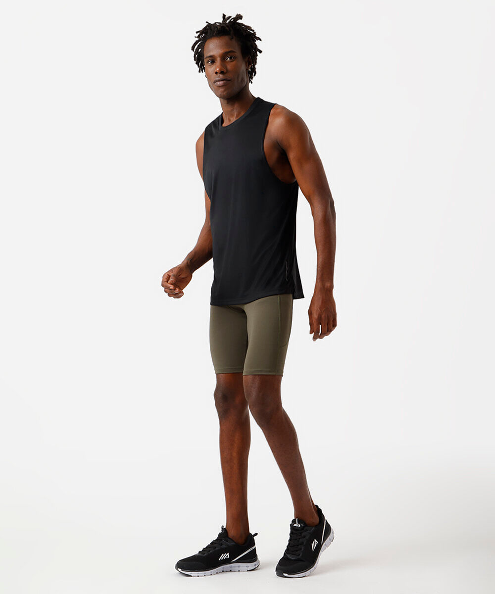 bermuda masculina de compressão com bolsos esportiva verde